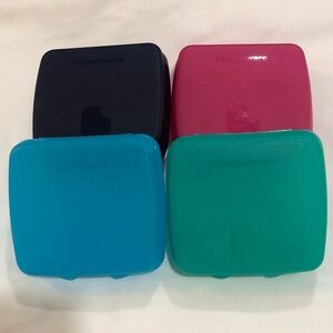 Tupperware Blue, Teal, Pink, and Navy Square Food Containers